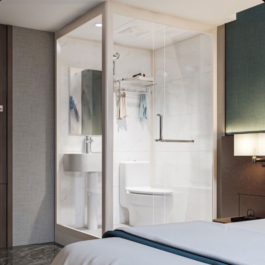 Rectangular Sliding Shower Enclosure Framed Shower Enclosure in White