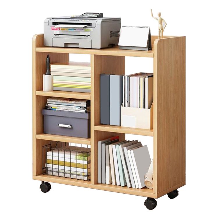 Contemporary Standard Bookshelf Engineered Wood Bookcase with Caster