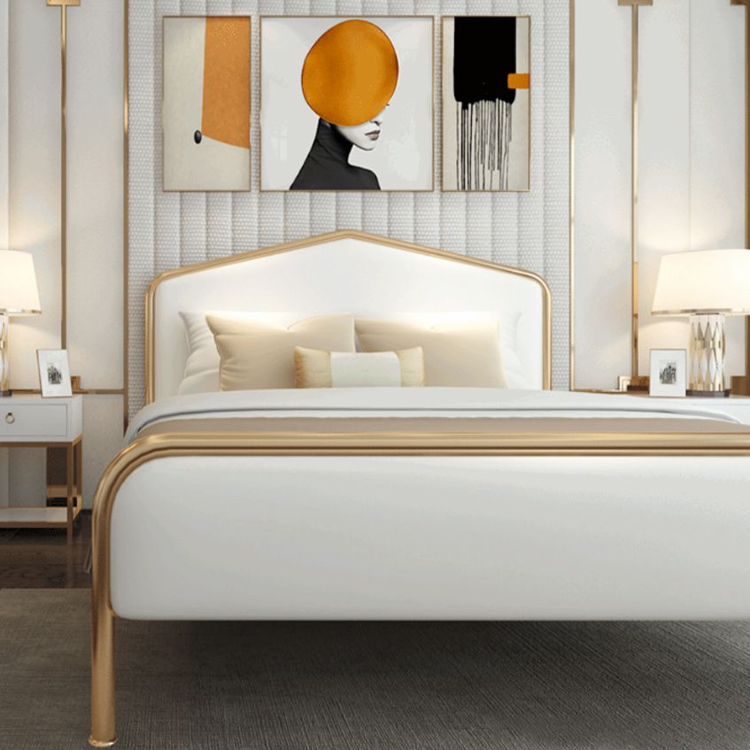 Luxurious Metallic Panel Bed 43.31" High Camelback Bed Frame