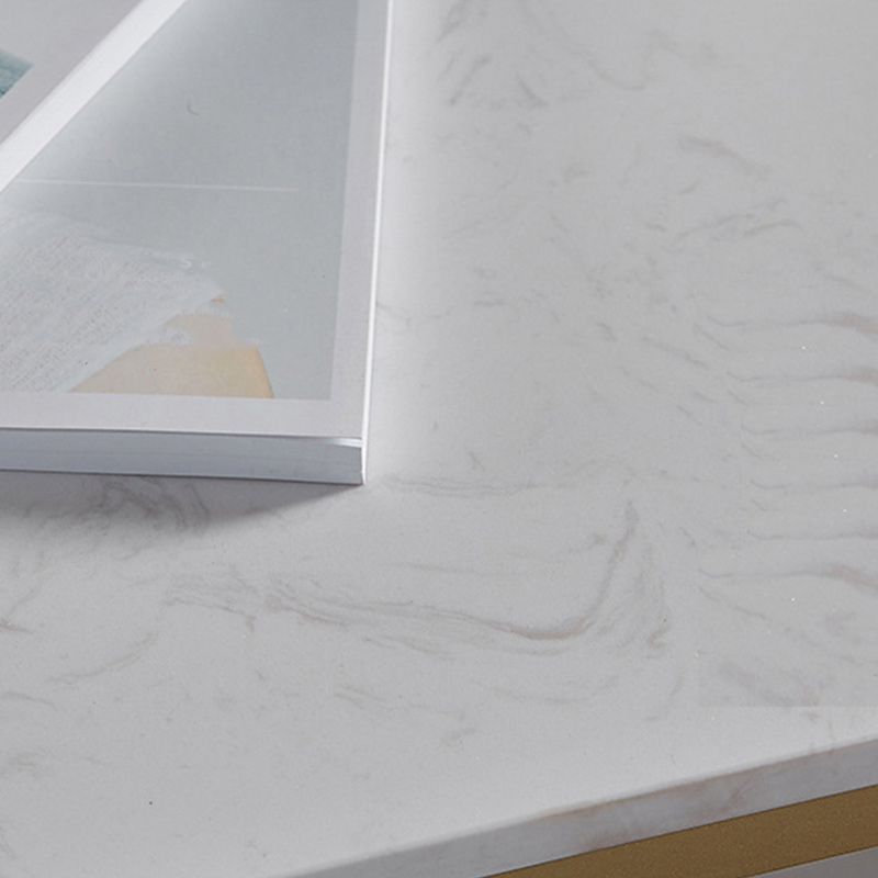 Glam Oval Marble Coffee Table 17.7"H Steel Sled Cocktail Table with Shelf