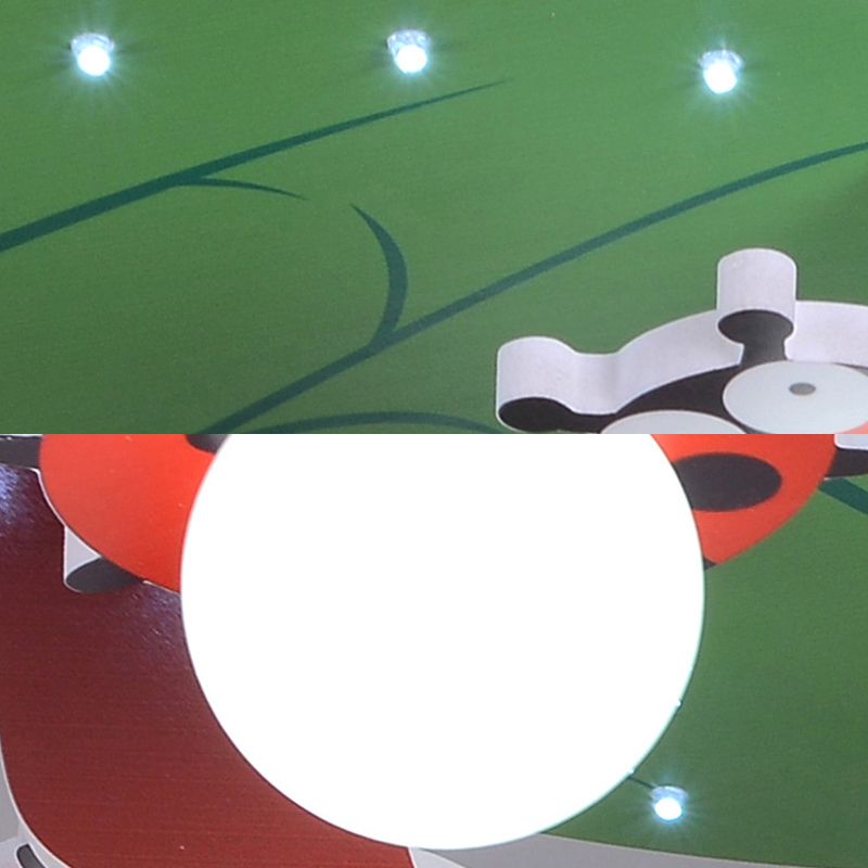 Wood Leaf Branch Ceiling Mount Light with Hanging Monkey Animal Ceiling Lamp in Green for Baby Room