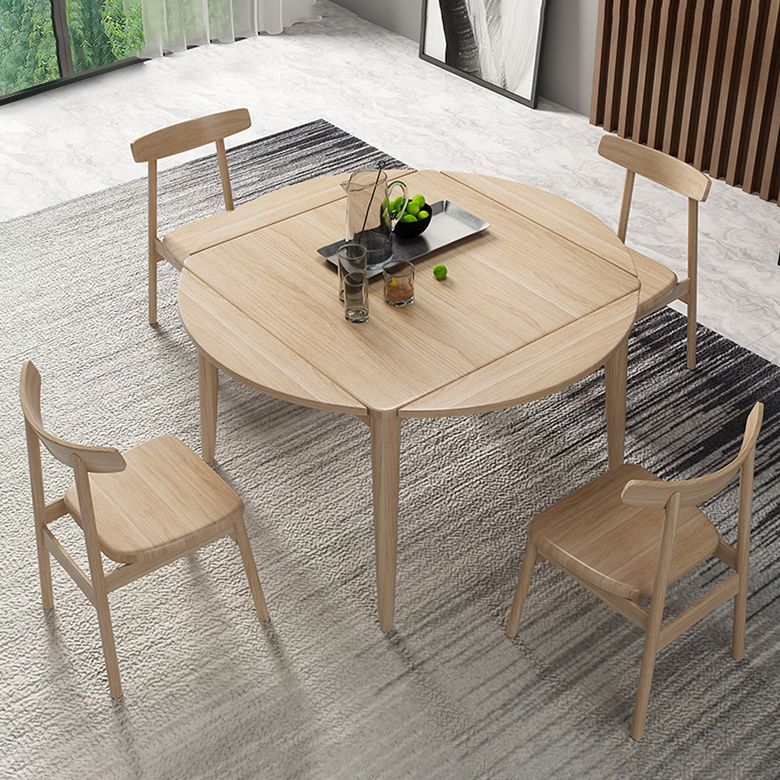 Extendable Round Dining Table Modern Adjustable Square Wooden Table with 4 Legs