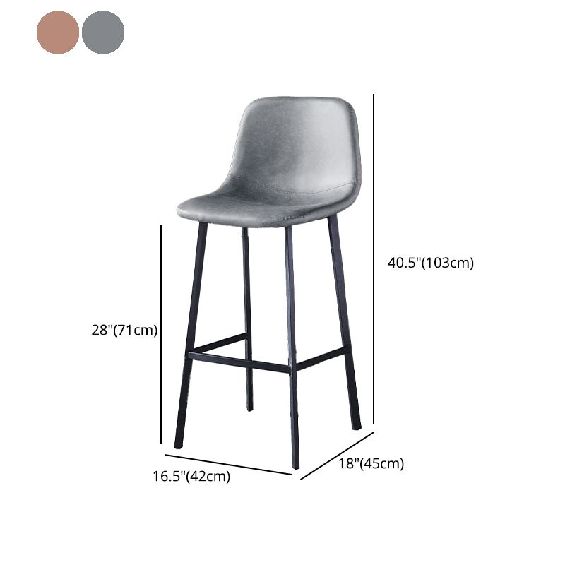 Industrial Style Low Back Bar-stool PU Leather Bar Stool with Metal Legs