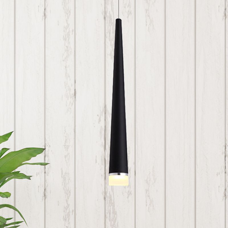 White/Black Tapered Ceiling Light Metal Minimalist LED Pendant Light Fixture in White/Warm/Neutral