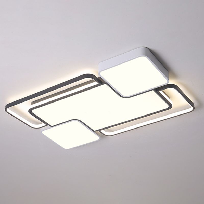 Fijador de techo geométrico de aluminio, Luz LED incorporada en blanco y negro Nórdico