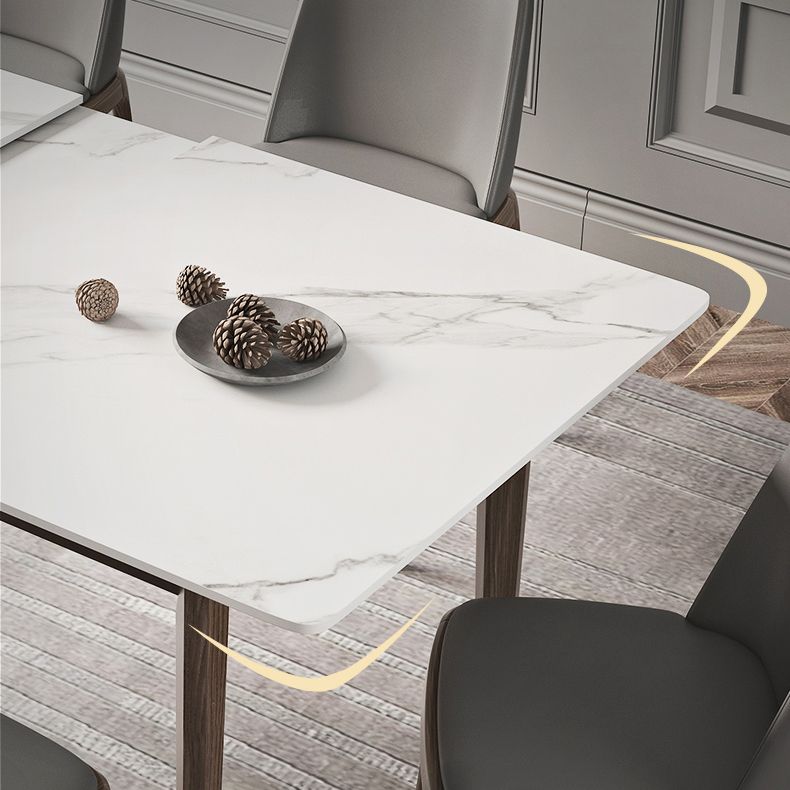 Nordic Extendable 1/4/5/7 Pieces Dining Set Sintered Stone Table with Leather Chairs