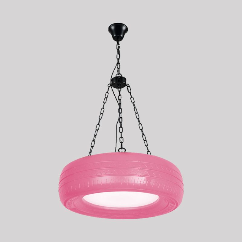 Creative Industrial Hanging Light Car Tire Rubber Chandelier with Hanging Chain for Bar