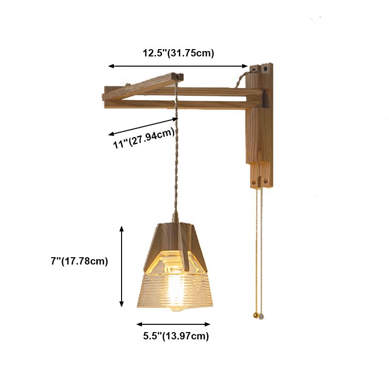 Log Color 1-Light Wall Lamp in Modern Creative Style Wooden Geometric Wall Light