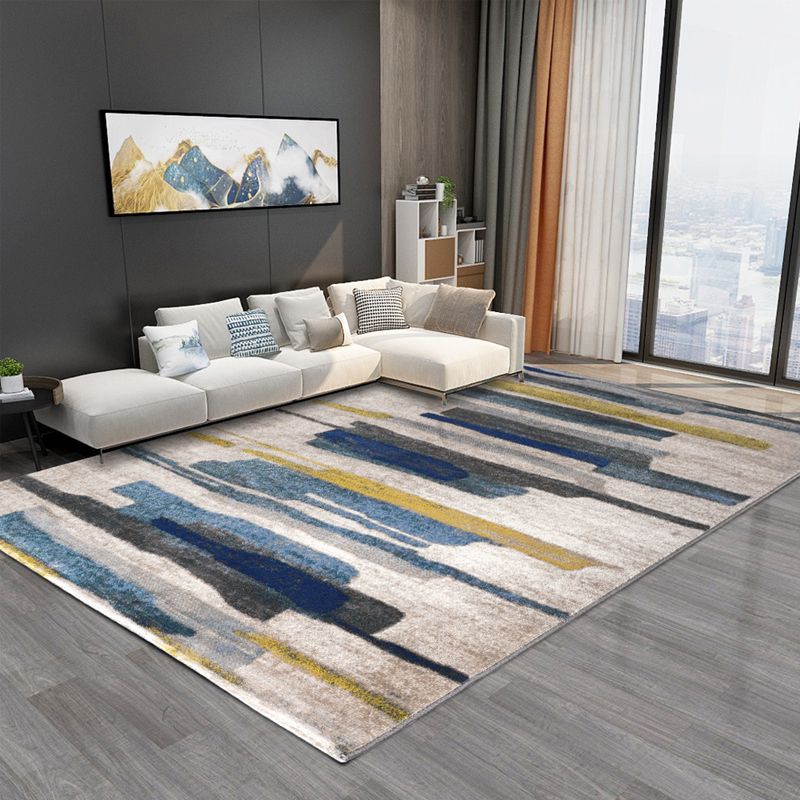 Multi-Colored Abstract Rug Polypropylene Creative Area Rug Pet Friendly Washable Easy Care Carpet for Bedroom