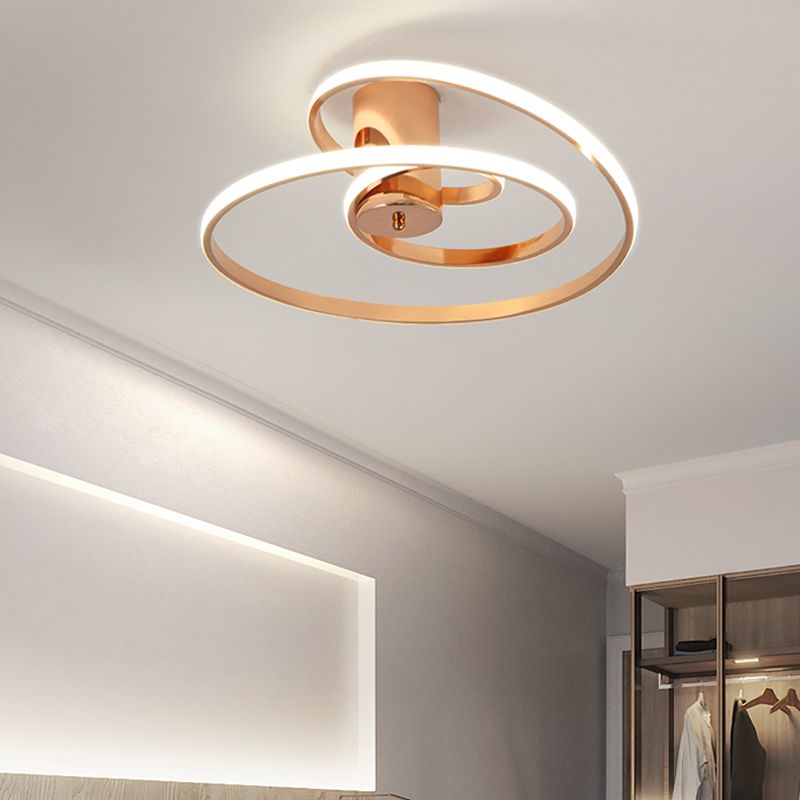 Nordic Linear Ceiling Light Aluminum Gold LED Flush Mount Light for Living Room