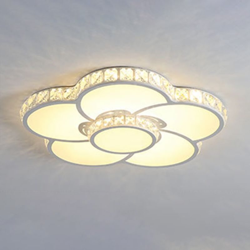 Crystal Floral Flush Mount Lighting Modern Style LED White Flush Mount Ceiling Fixture