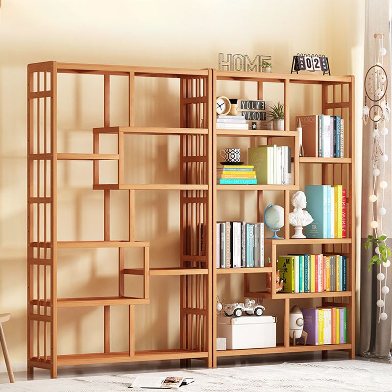 Contemporary Bookcase Open Shelf Bamboo Vertical Shelf Bookcase