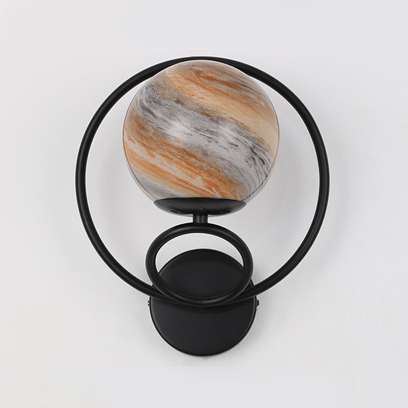 Black/Golden Metal Wall Light Modern Globe Lighting for Foyer