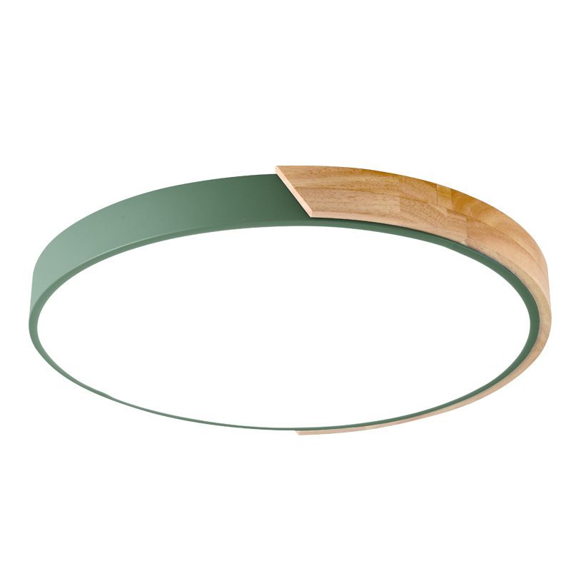 Plafondmontagelamp voor meisjesjongenskamer Macron-stijl Inbouwlamp van metaal en houten frame