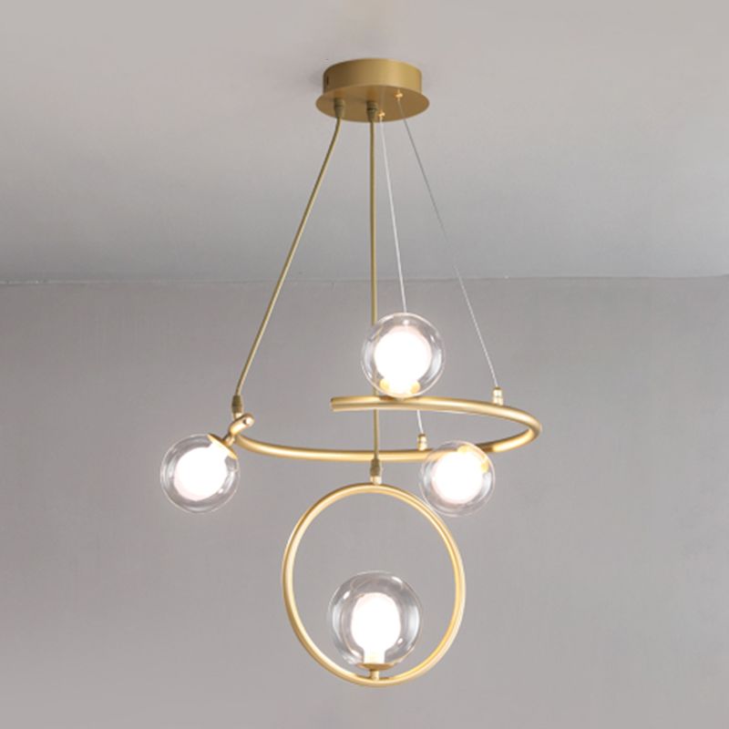 Glass Globe Pendant Light in Modern Creative Style Lacquered Iron Chandelier for Dining Room