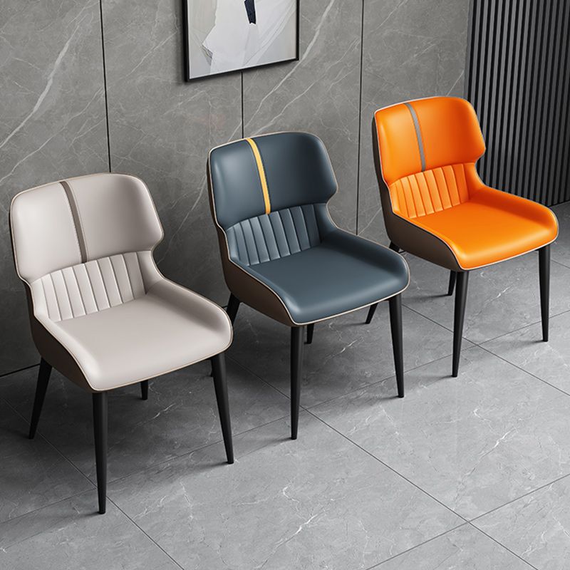 Contemporary Leather Side Chair Wingback Side Chair for Dining Room