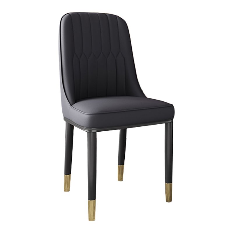 Chaise d'appoint scandinave avec dossier solide et chaise de salle à manger rembourrée en métal (Ensemble de 2)
