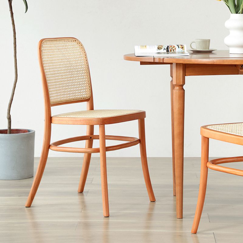 Silla de comedor de estilo tradicional, silla lateral sin brazos de cocina con patas de madera