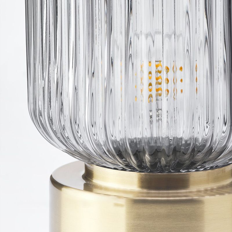 Lampada da tavolo ultramoderna Simplicity Drum Lampada da comodino in vetro a coste per camera da letto
