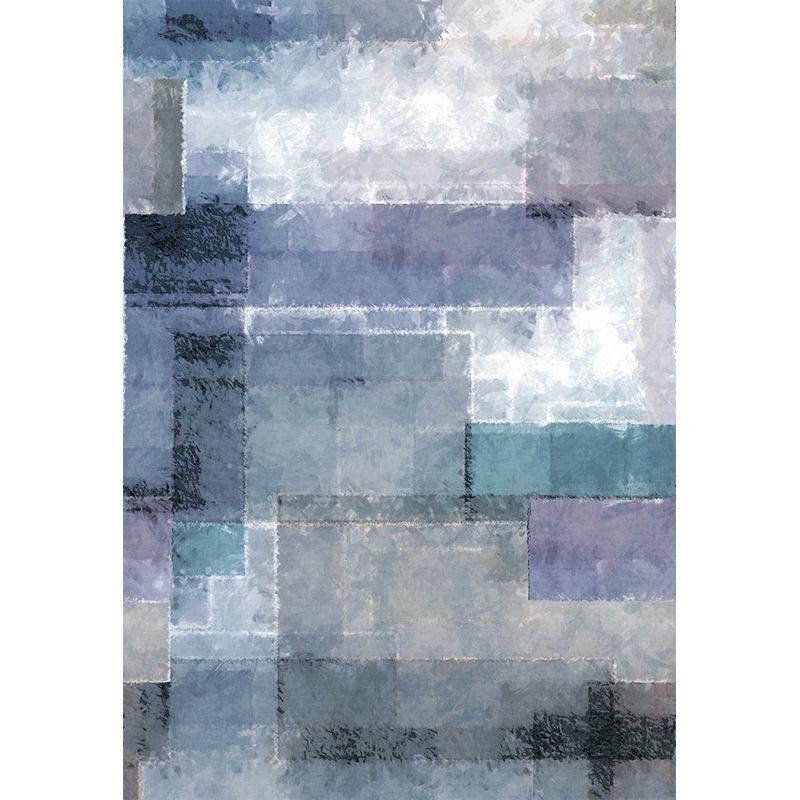 Mid-Century Tiles Painting Wall Mural Blue Moisture Resistant Wall Covering for Living Room