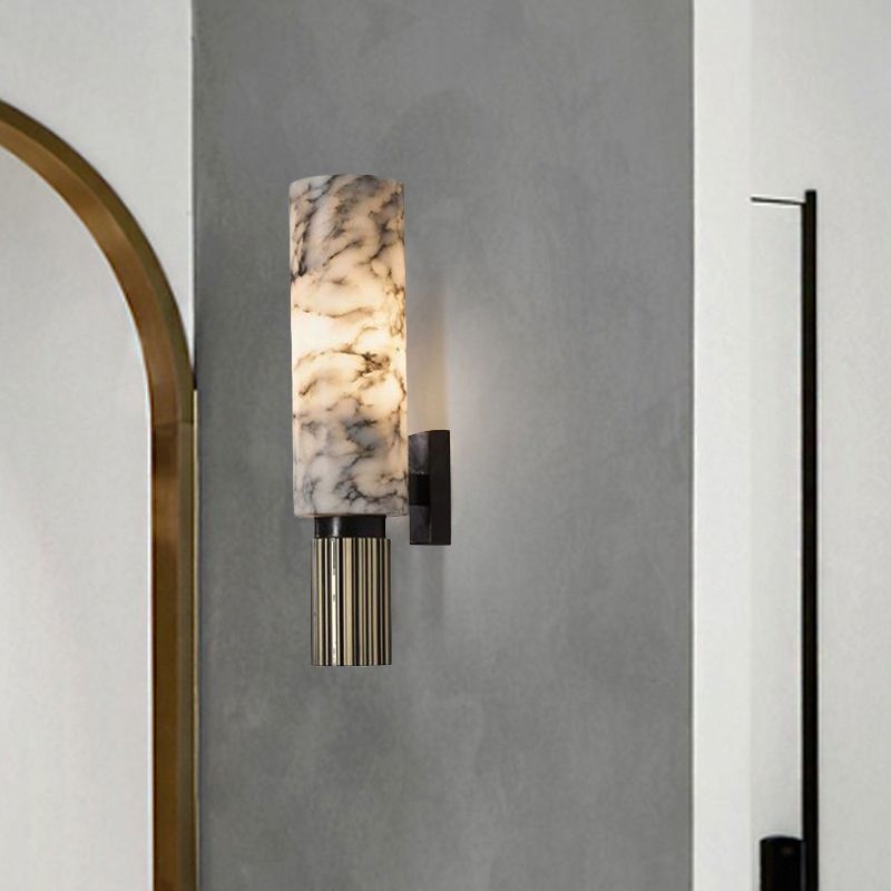 Cilinder koffiehuis Wall SCONCE LICHT DOLOMITE 1 LICHT Modernistische wandmontage Lamp in het zwart