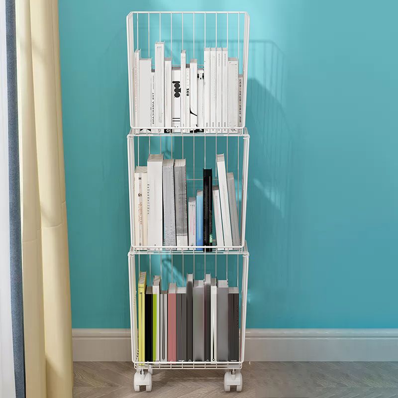 Modern Style Geometric Bookcase Metal Closed Back Book Shelf