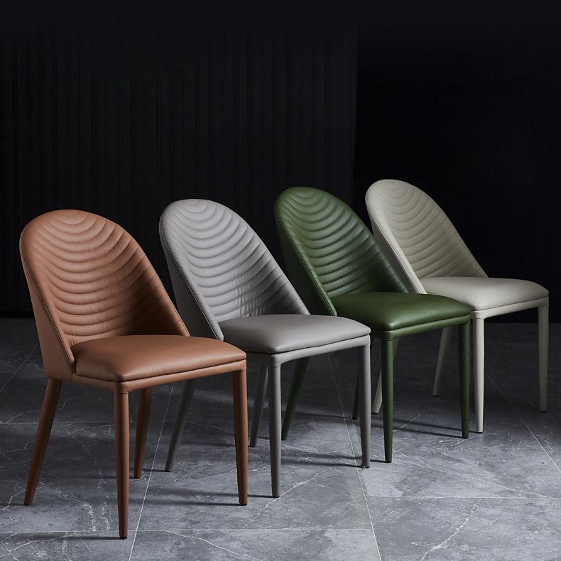 Leather Contemporary Indoor-Outdoor Dining Chair Solid Back Side Chair
