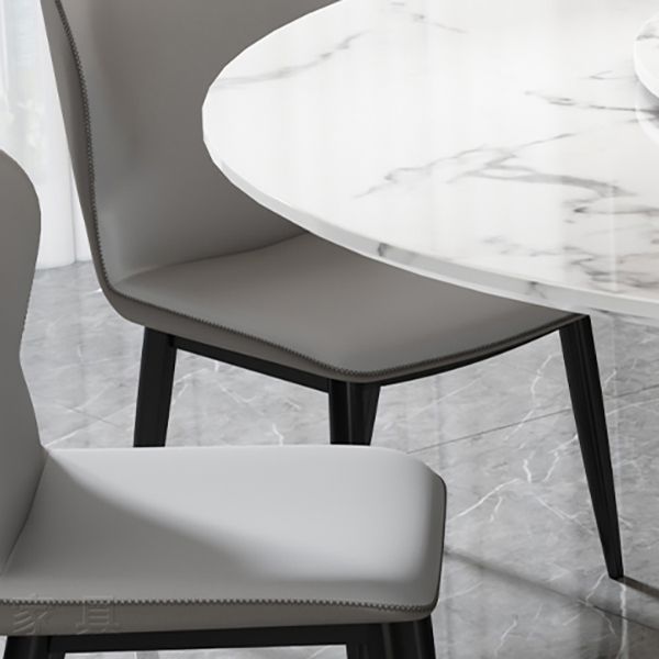 Stone Round Table Contemporary Dining Site Table with Turntable