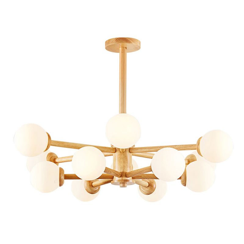 Contemporary Globe Pendant Light Fixture Wood Hanging Pendant Light for Living Room