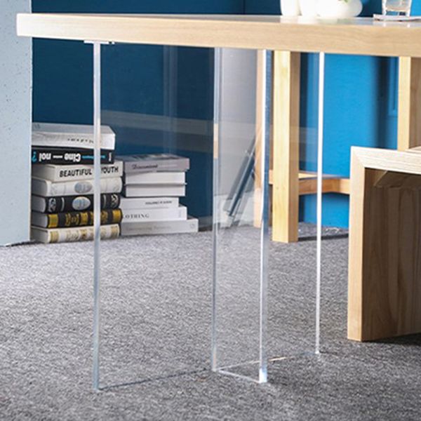 Industrial Solid Wood Dining Table Rectangle Standard Table with Double Pedestal Base