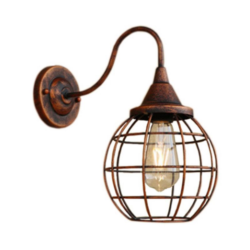 Antique Globe Cage Wall Mount Leuchte Ein-Bulb-Eisenwandleuchte für das Restaurant