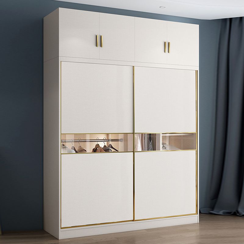 White Colour Wooden Wardrobe Modern Cloth Rod Included Wardrobe Closet for Bedroom
