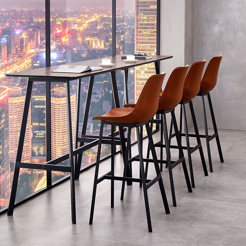 Leather Bar Stool Modern Backrest Counter Stool for Dining Room