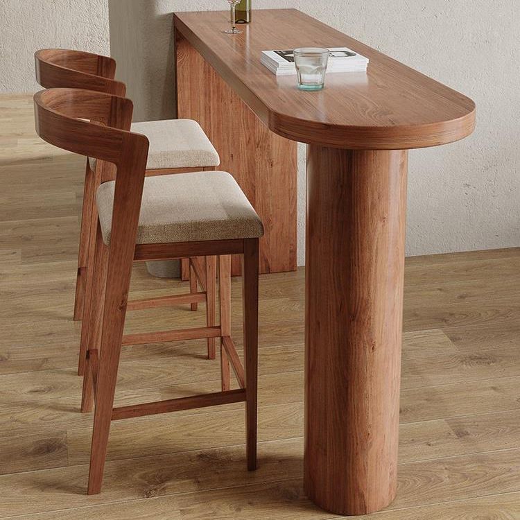 1/3 Pieces Bar Stool and Table Set Brown Solid Wood for Dining Room