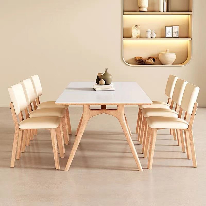 Modern 1/2/5/7 Pieces Dining Furniture Stone Rectangle Dining Chairs Set in White