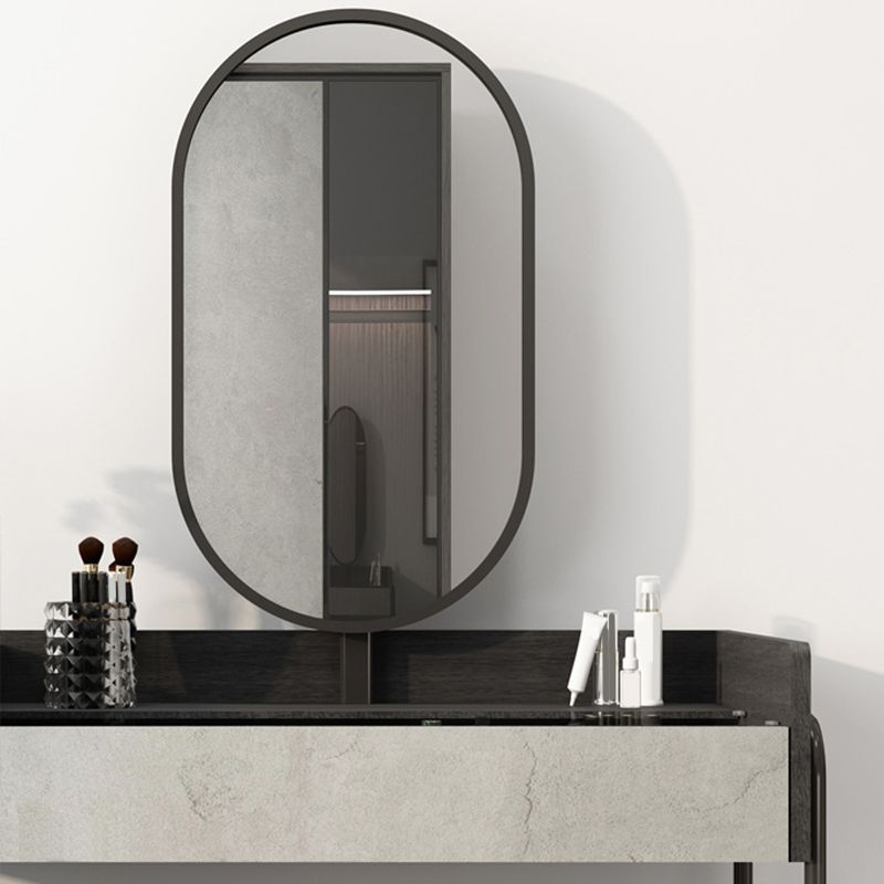 Contemporary Glass Vanity Makeup Dressing Table Set with Mirror & Stool - 32.38" H