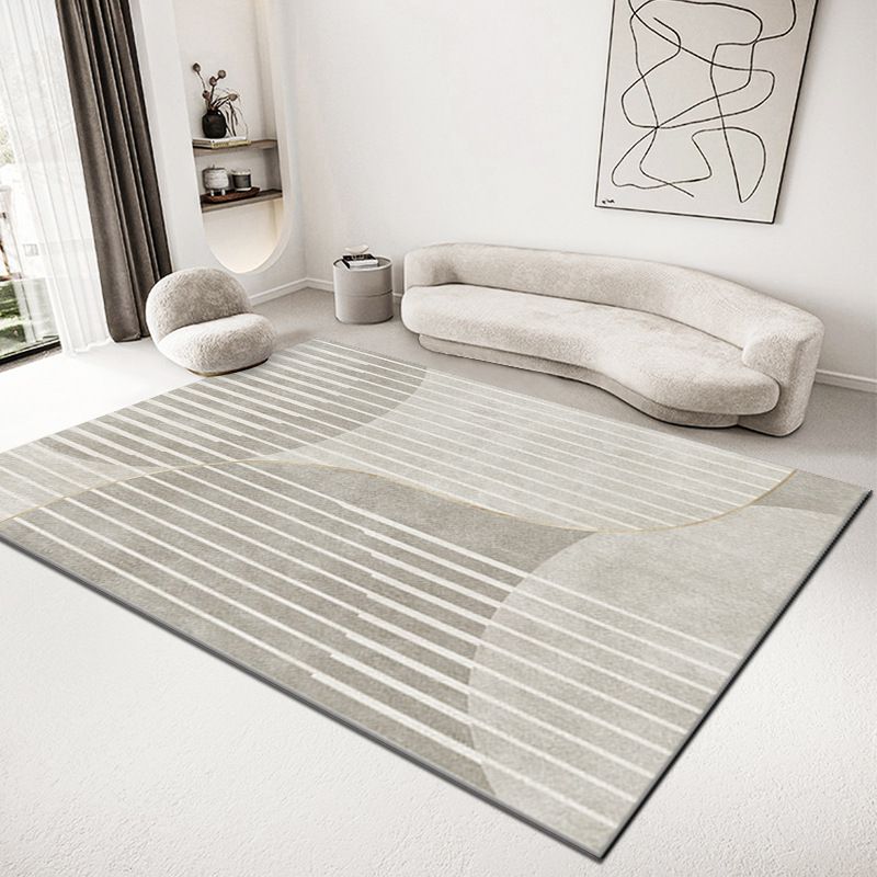Grey Contrast Color Rug Polyester Modern Area Rug Washable Rug for Living Room