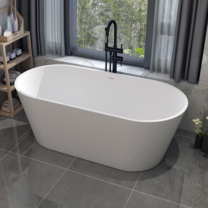 Stone Soaking Bathtub Antique Finish Oval Back to Wall Bath Tub (Faucet not Included)