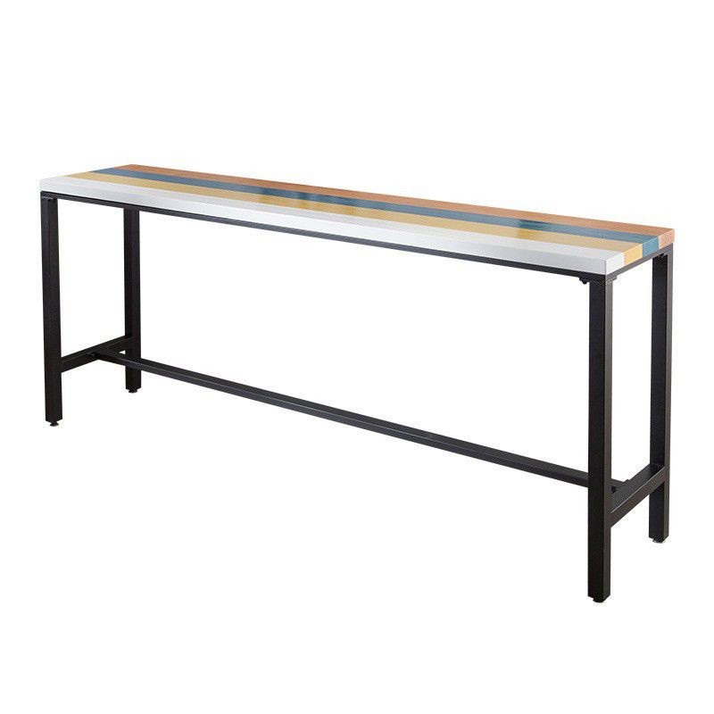 Industrial 1/5 Pieces Bar Table Set Rectangle Wood Counter Table with High Stools for Cafe