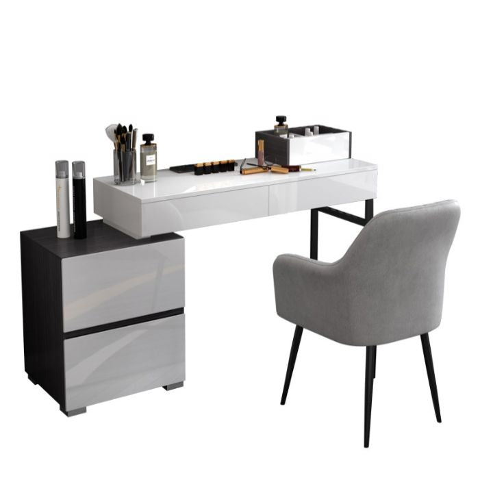 Modern 4 Drawers Vanity Dressing Table 28.94" H White Dresser with Stool