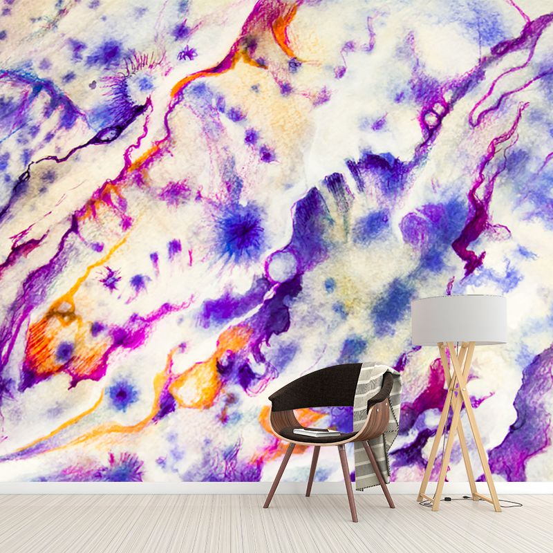 Artistry Ikat Wall Paper Mural Purple Living Room Wall Covering, Customized Size