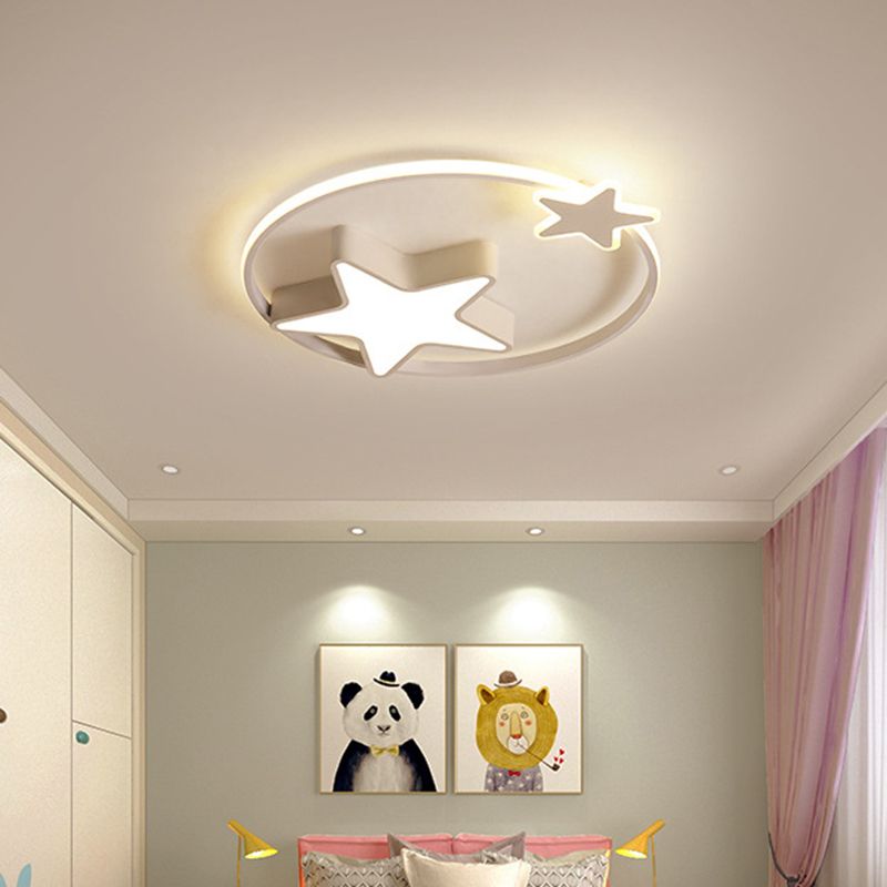 Minimalist Star Ceiling Flush Light Metal Childrens Bedroom LED Flush Mount in Fernbedienung Stepless Dimming