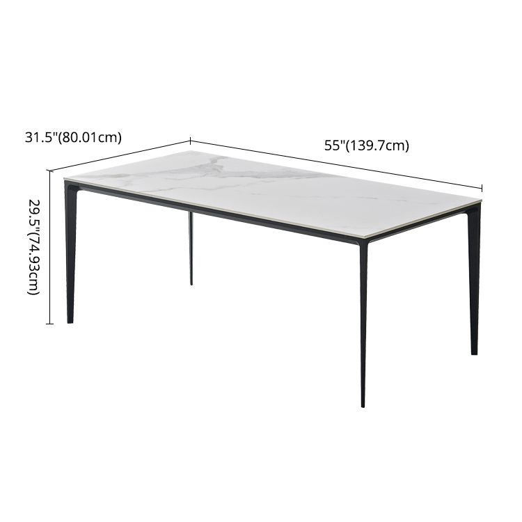 Contemporary Rectangle Shape White Dining Set Sintered Stone Standard Dining Set for Kitchen