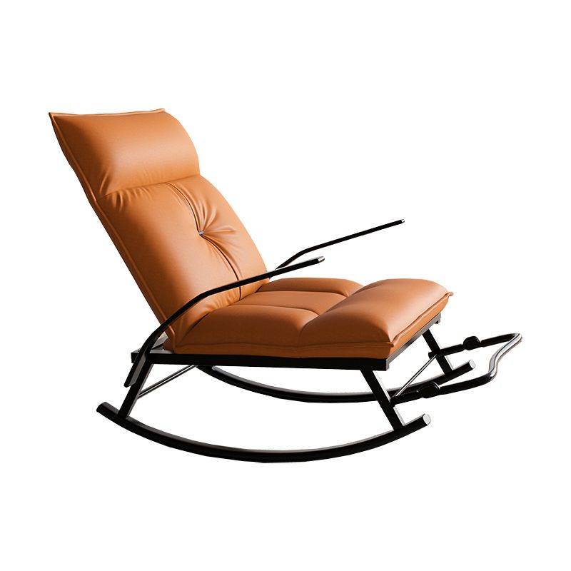 Faux Leather and Metal Rocking Chair Ergonomic with Seat Cushion Rocker Chair Spindle