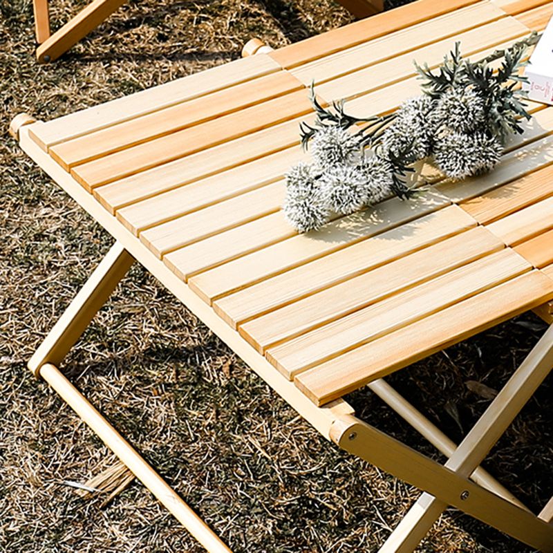 Modern Rectangle Foldable Camping Table Solid Wood Outdoor Table