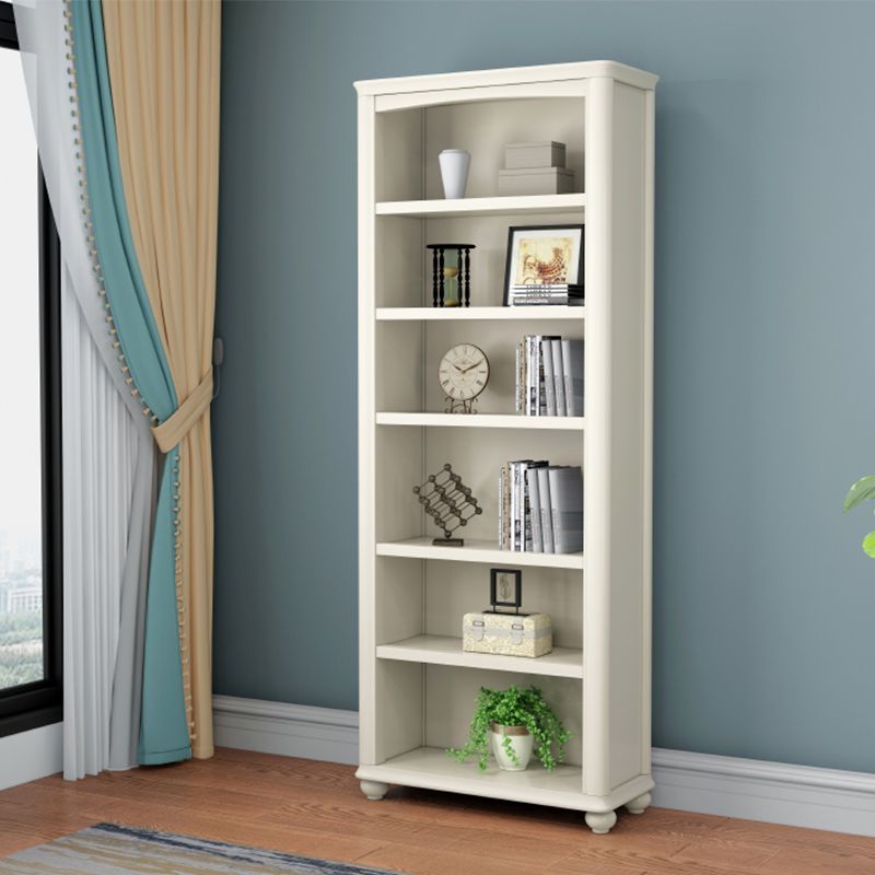 Wood Standard Bookshelf White Contemporary Bookcase with Shelves