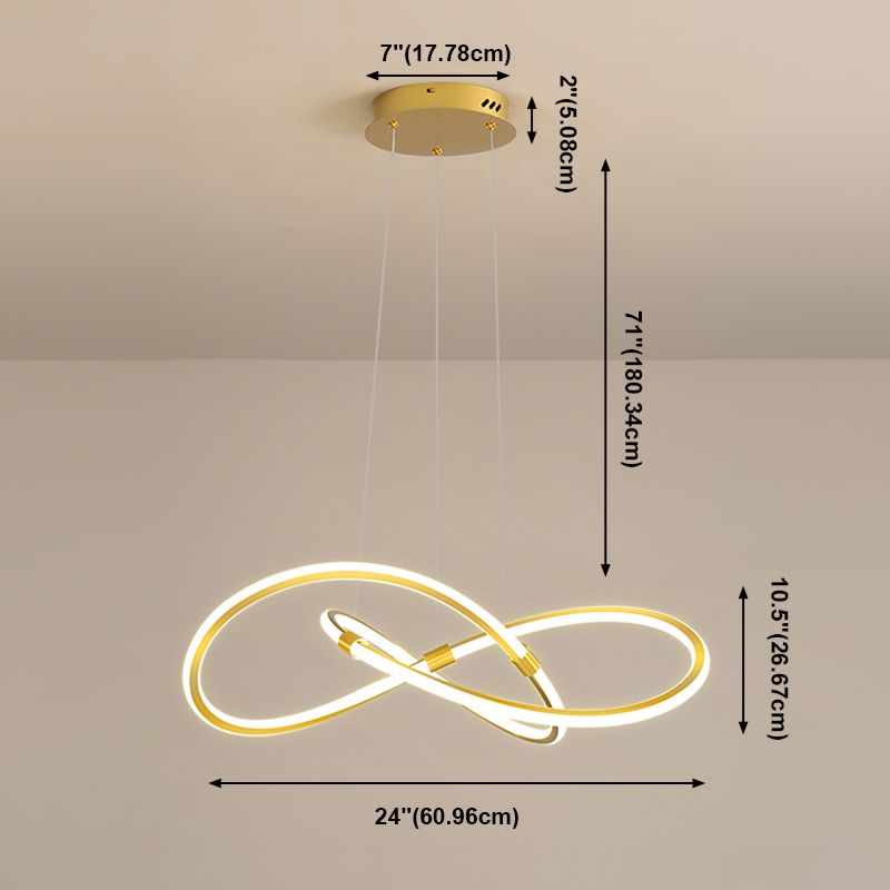 Modern Style Twist Shape Pendant Chandelier Metal 1 Light Chandelier Light in Gold