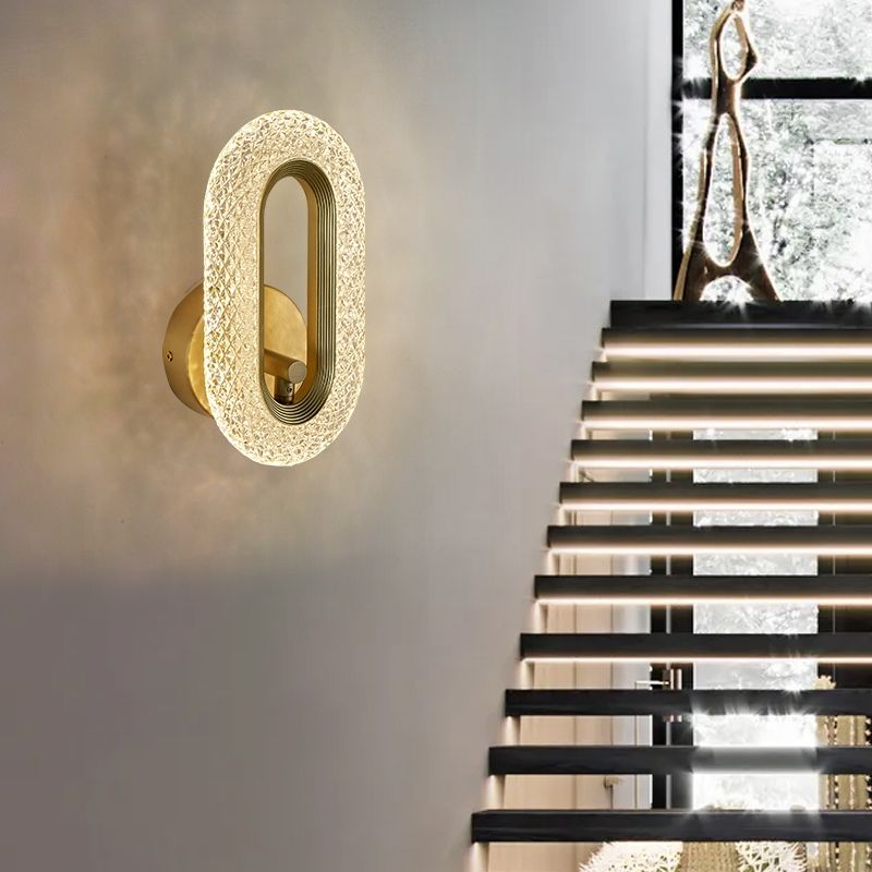 Contemporary Acrylic Wall Mount Lamp Bronze Oval Wall Sconce for Bedroom