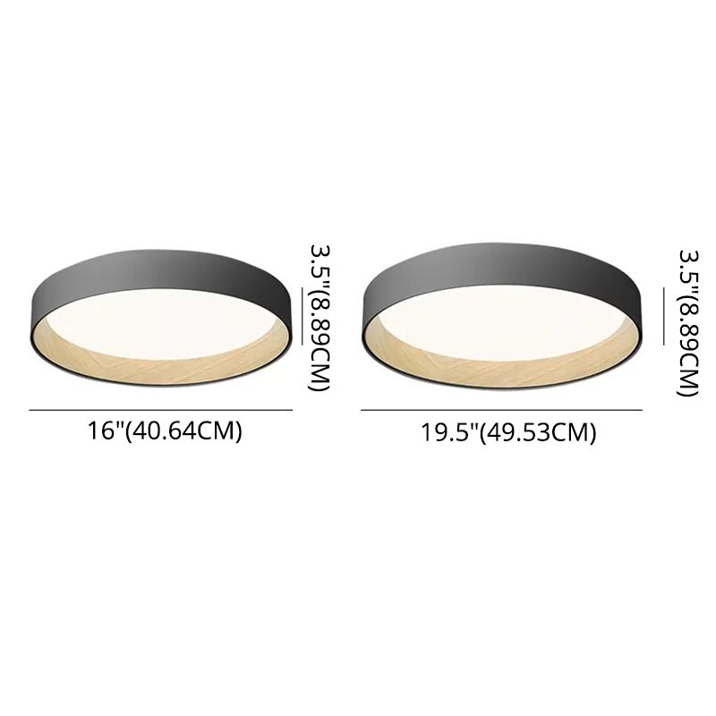 Lámpara empotrada de grano de madera nórdica, lámpara de techo de metal minimalista para sala de estudio en gris