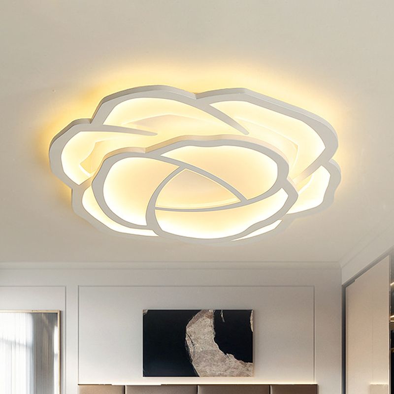 16.5 "/ 20.5" iluminación incorporada de flores acrílicas anchas estilo moderno LED lámpara de techo blanco, luz blanca / cálida
